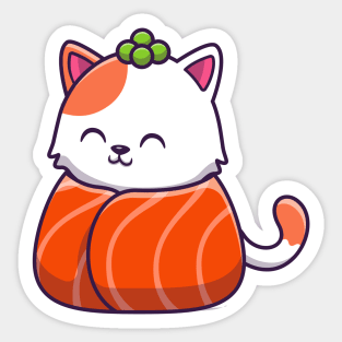 Cute Cat Sushi Salmon (4) Sticker